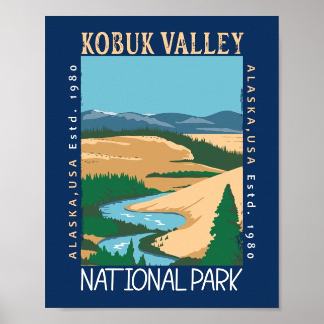 Kobuk Valley National Park Alaska Retro Distressed Poster (Front)