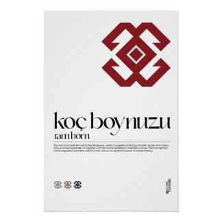 Koç Boynuzu (Ram Horn) Turkic Motif Poster