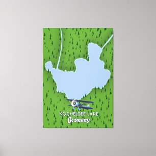 Kochelsee lake, Germany map  Canvas Print