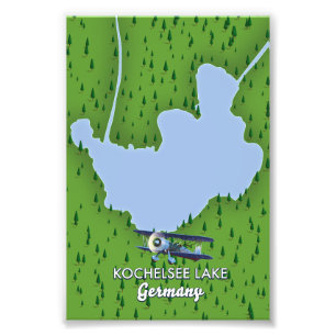 Kochelsee lake, Germany map  Canvas Print