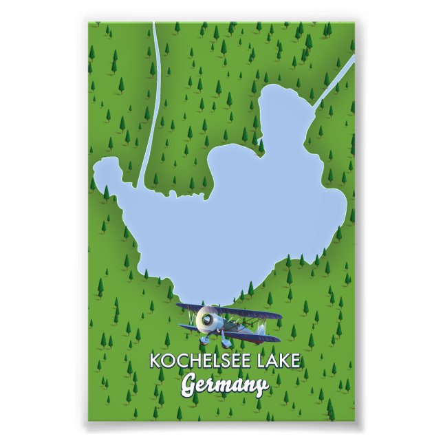 Kochelsee lake, Germany map  Canvas Print (Front)