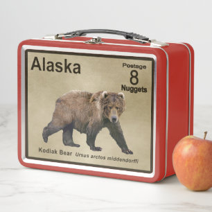 Kodiak Bear - Alaska Postage Metal Lunch Box