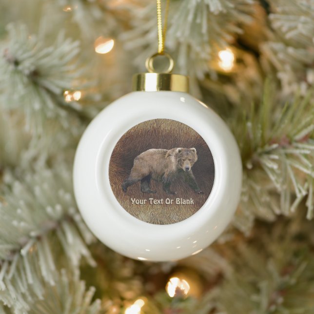 Kodiak Bear Ceramic Ball Christmas Ornament (Tree)