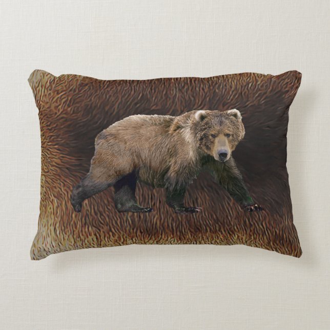 Kodiak Bear On Caribou Fur Decorative Cushion (Front)