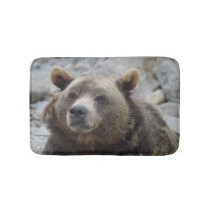 Kodiak Bear Portrait Photo With Closeup of Face Bath Mat