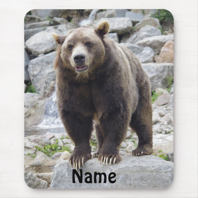 Kodiak Bear Standing on a Rock Mouse Mat (Front)