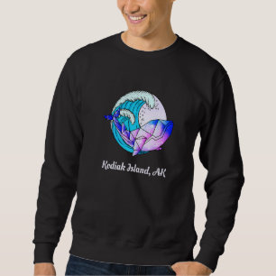 Kodiak Island Ak Japanese Paint Geometric Orca Kil Sweatshirt
