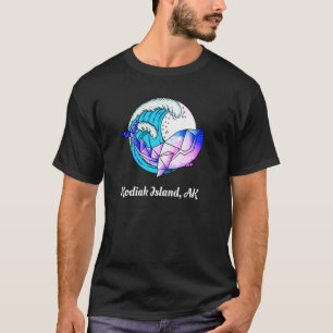 Kodiak Island Ak Japanese Paint Geometric Orca Kil T-Shirt