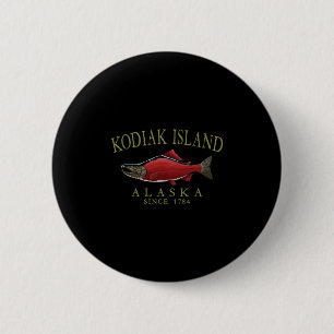 Kodiak Island Alaska Salmon Since 1784 Arched Oliv 6 Cm Round Badge