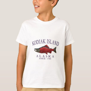 Kodiak Island Alaska Salmon Since 1784 Arched Plum T-Shirt