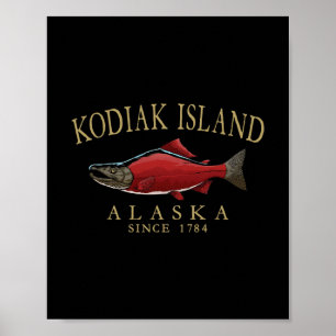 Kodiak Island Alaska Salmon Since 1784 Arched Tan Poster