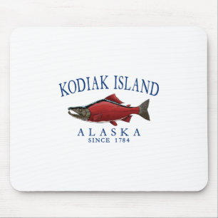 Kodiak Island Alaska Salmon Since 1784 Navy Blue L Mouse Mat