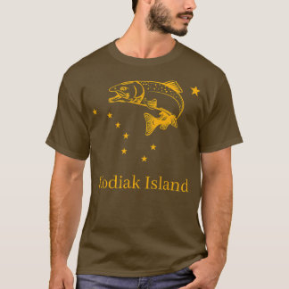 Kodiak Island Salmon Alaska State Flag Fishing  T-Shirt