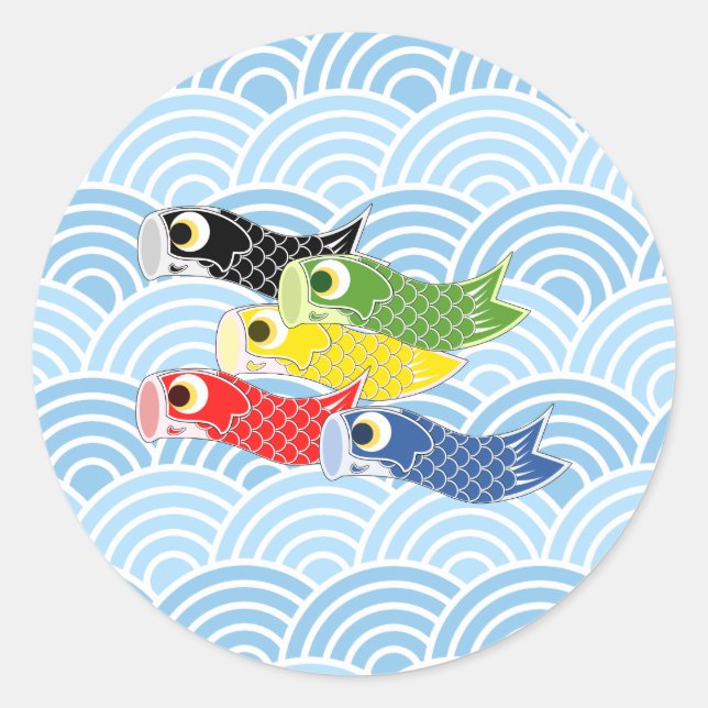 Kodomo-no-hi Carp Streamers Classic Round Sticker (Front)
