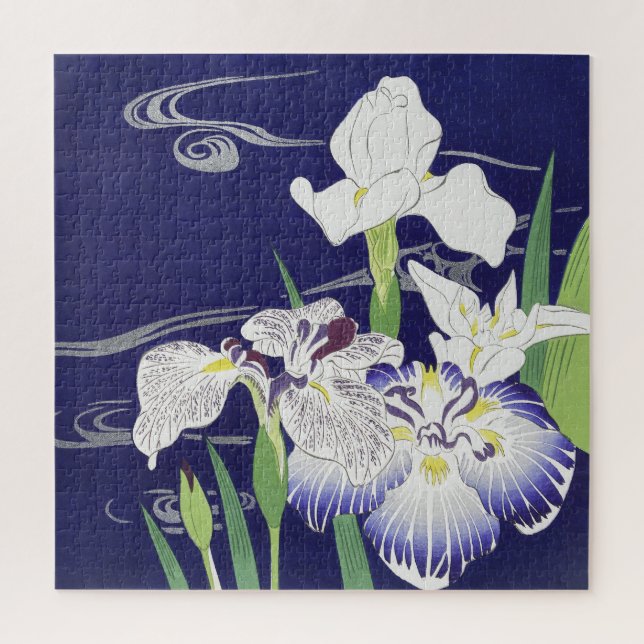 Kogyo Tsukioka Irises,Japanese Flower Art Jigsaw Puzzle (Vertical)