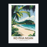 Koh Pha Ngan Thailand Travel Art Vintage Postcard<br><div class="desc">Koh Phangan retro vector travel design. Ko Pha-ngan is an island in the Gulf of Thailand in Surat Thani Province of southern Thailand.</div>