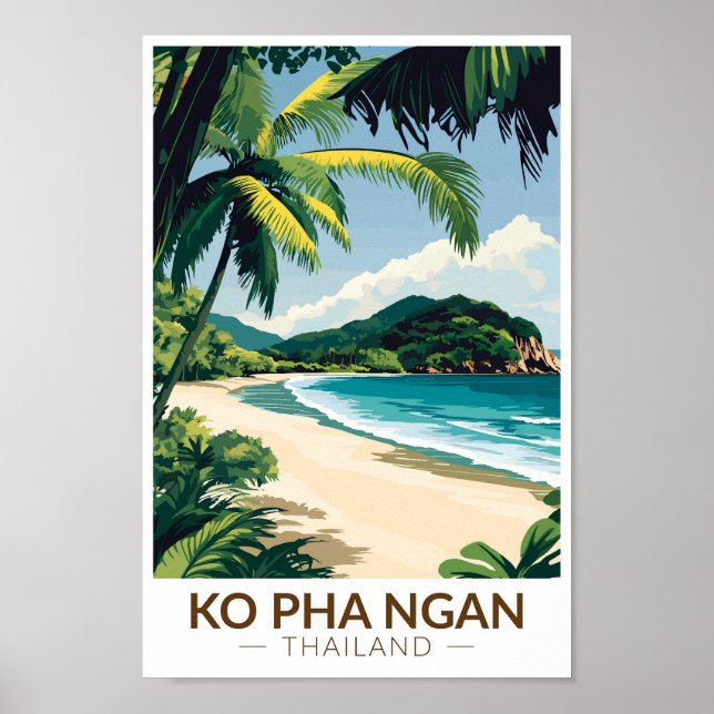 Koh Pha Ngan Thailand Travel Art Vintage Poster (Front)