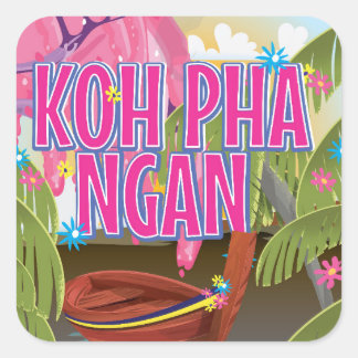 Koh Pha Ngan Thailand travel poster Square Sticker