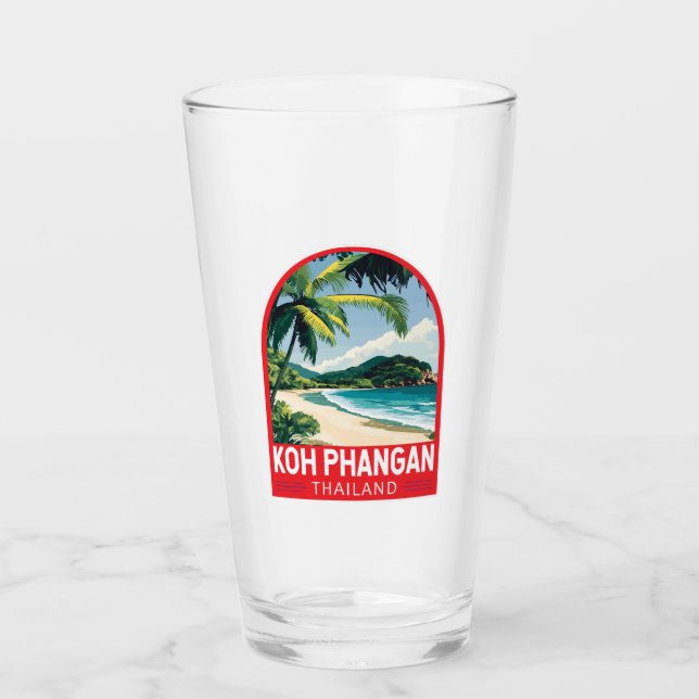 Koh Phangan Thailand Travel Art Emblem Glass (Front)