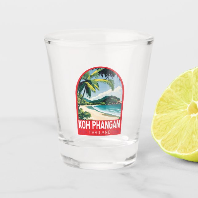 Koh Phangan Thailand Travel Art Emblem Shot Glass (Front)