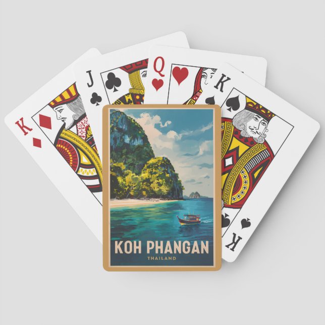 Koh Phangan Thailand Travel Art Vintage Playing Cards (Back)