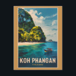 Koh Phangan Thailand Travel Art Vintage Postcard<br><div class="desc">Koh Phangan retro vector travel design. Ko Pha-ngan is an island in the Gulf of Thailand in Surat Thani Province of southern Thailand.</div>