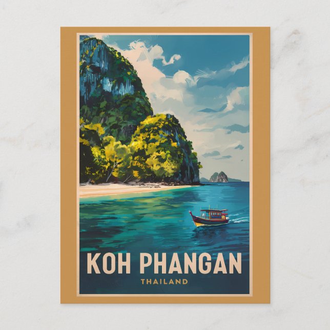 Koh Phangan Thailand Travel Art Vintage Postcard (Front)