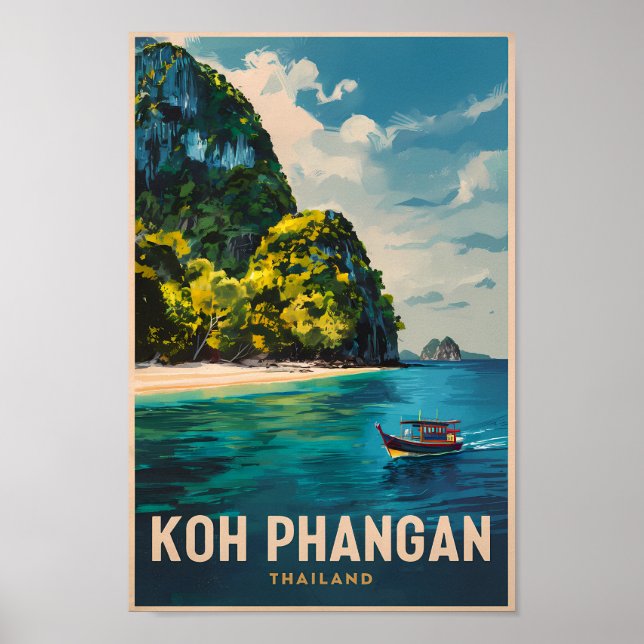 Koh Phangan Thailand Travel Art Vintage Poster (Front)