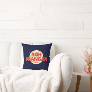 Koh Phangan with moon vintage island Thailand Lugg Cushion