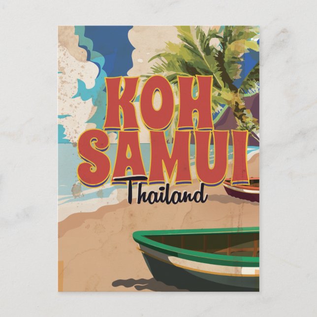 Koh Samui, Thailand Vintage Travel Poster Postcard (Front)