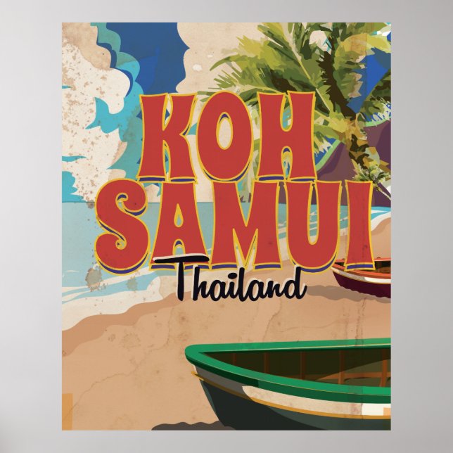Koh Samui, Thailand Vintage Travel Poster. Poster (Front)