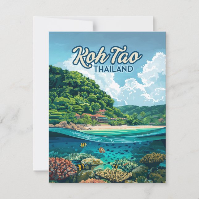 Koh Tao Thailand Asia Scuba Diving Beach Card (Front)