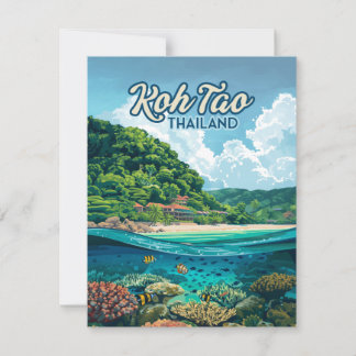 Koh Tao Thailand Asia Scuba Diving Beach Card