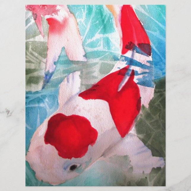 Kohaku Koi 2 Japanese watercolor fish art (Front)