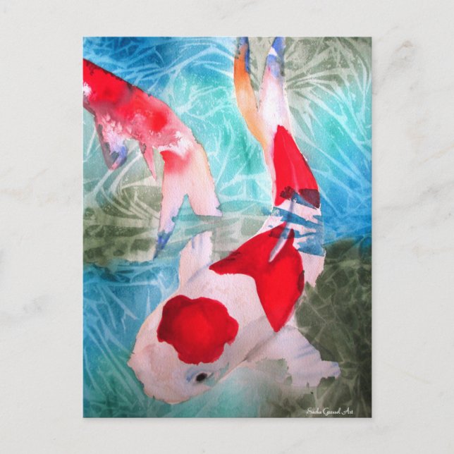 Kohaku Koi 2 Japanese watercolor fish art Postcard (Front)