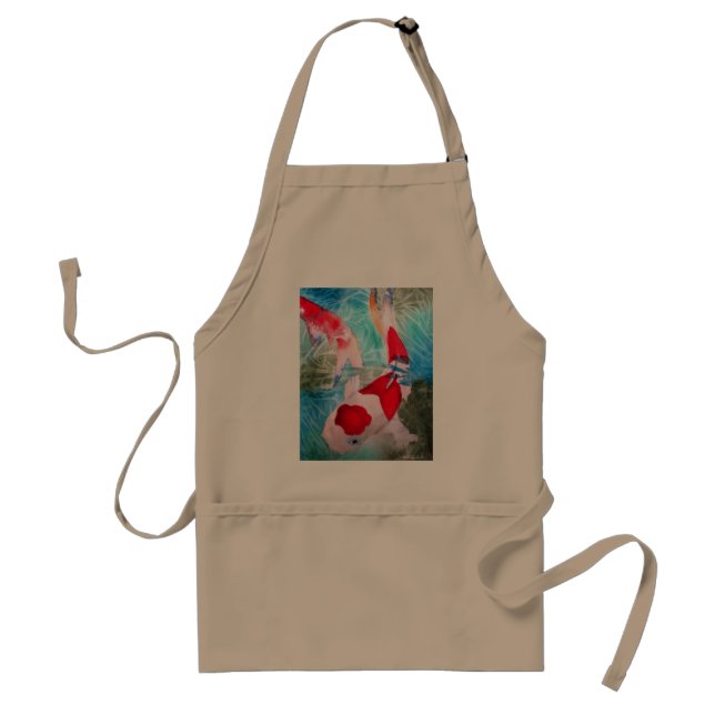 Kohaku Koi 2 Japanese watercolor fish art Standard Apron (Front)