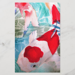 Kohaku Koi 2 Japanese watercolor fish art Stationery