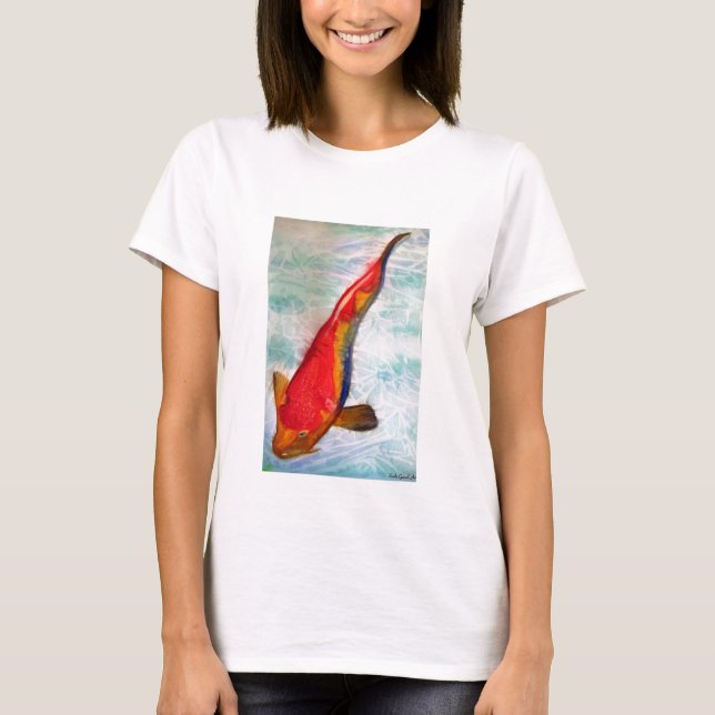 Kohaku Koi Japanese fish watercolor art T-Shirt (Front)