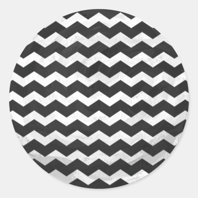 Kohl Black Chevron Pattern Classic Round Sticker (Front)