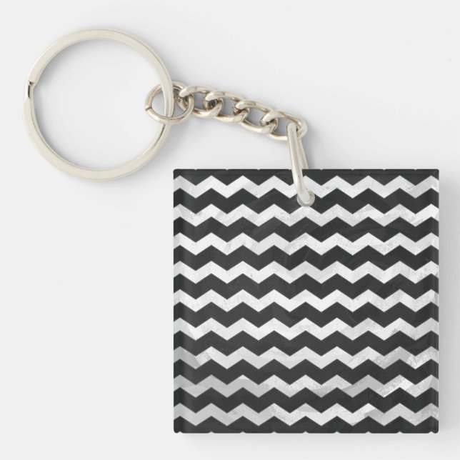 Kohl Black Chevron Pattern Key Ring (Front)