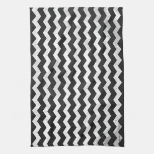 Kohl Black Chevron Pattern Tea Towel