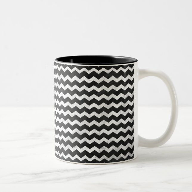 Kohl Black Chevron Pattern Two-Tone Coffee Mug (Right)