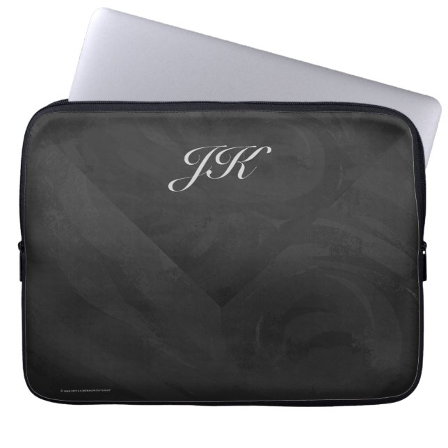 Kohl Black Monogram Personalised Laptop Sleeve (Front)