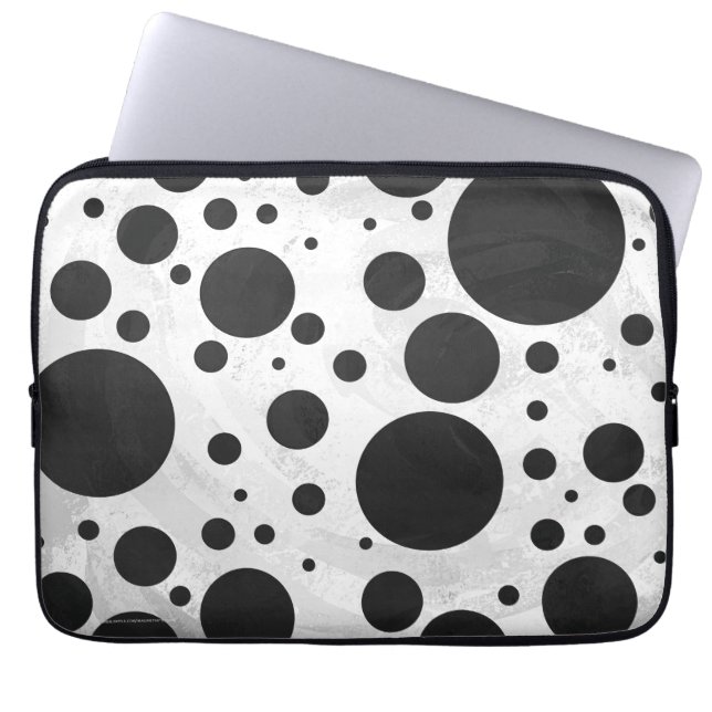 Kohl Black Polka Dot Pattern Laptop Sleeve (Front)