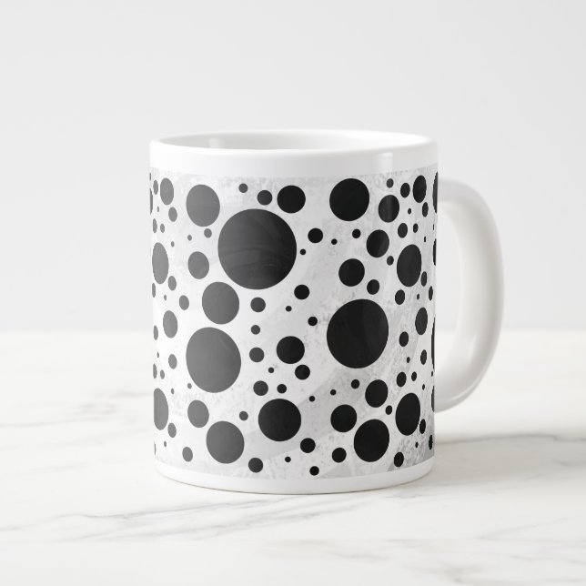 Kohl Black Polka Dot Pattern Large Coffee Mug (Front Right)