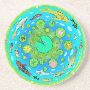 Koi and Goldfish Circular Pond  Coaster