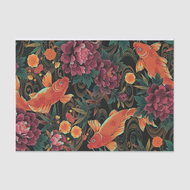 Koi and Peonies Tissue Paper (Front)