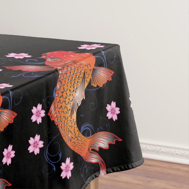 KOI black orange oriental Tablecloth (In Situ)