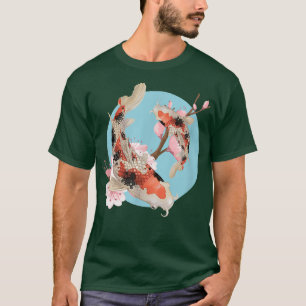 Koi Carp Fish Cherry Blossoms Japanese Sakura  T-Shirt