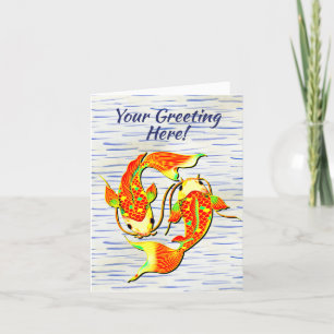 Koi Carp Fish Orange Green on  Greeting / Thank You Card